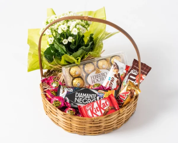 Cesta de Café com Chocolates e Flores Luxo - Image 2